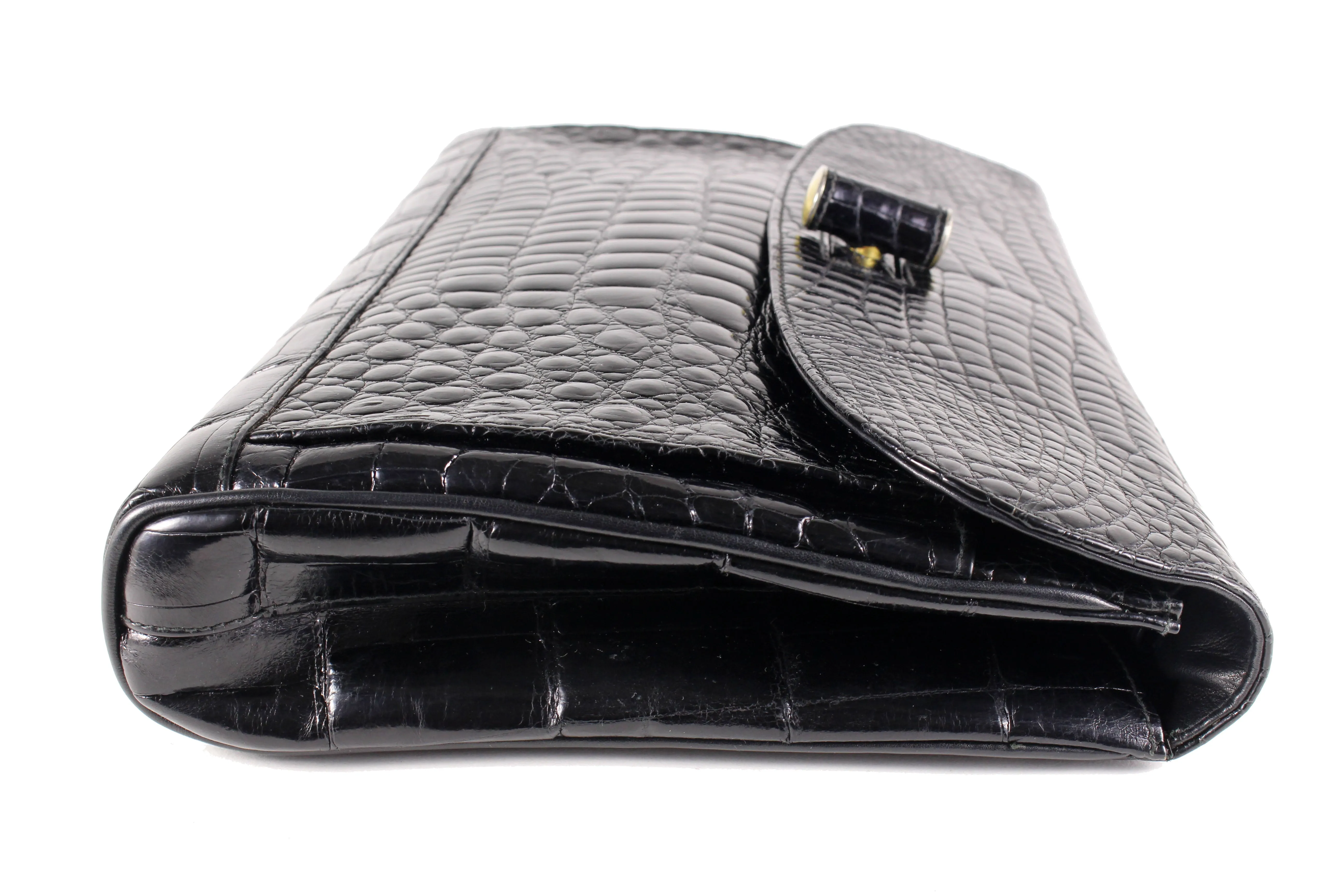 “i Santi” Black crocodile skin briefcase bag