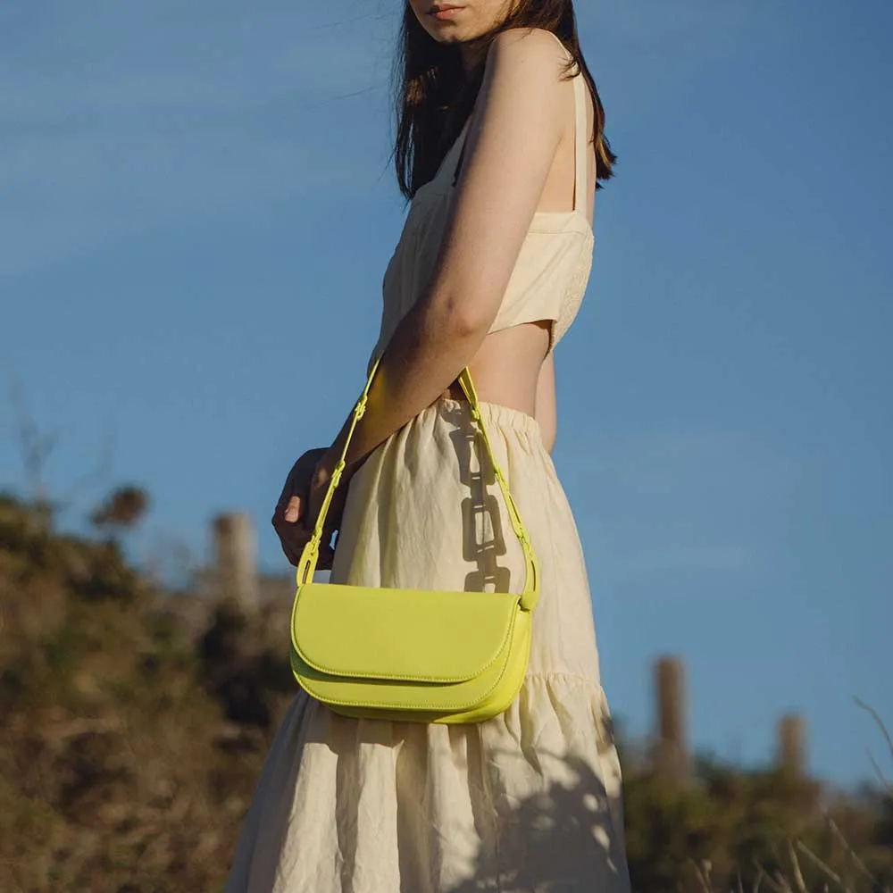 Inez Neon Yellow Recycled Vegan Shoulder Bag - FINAL SALE