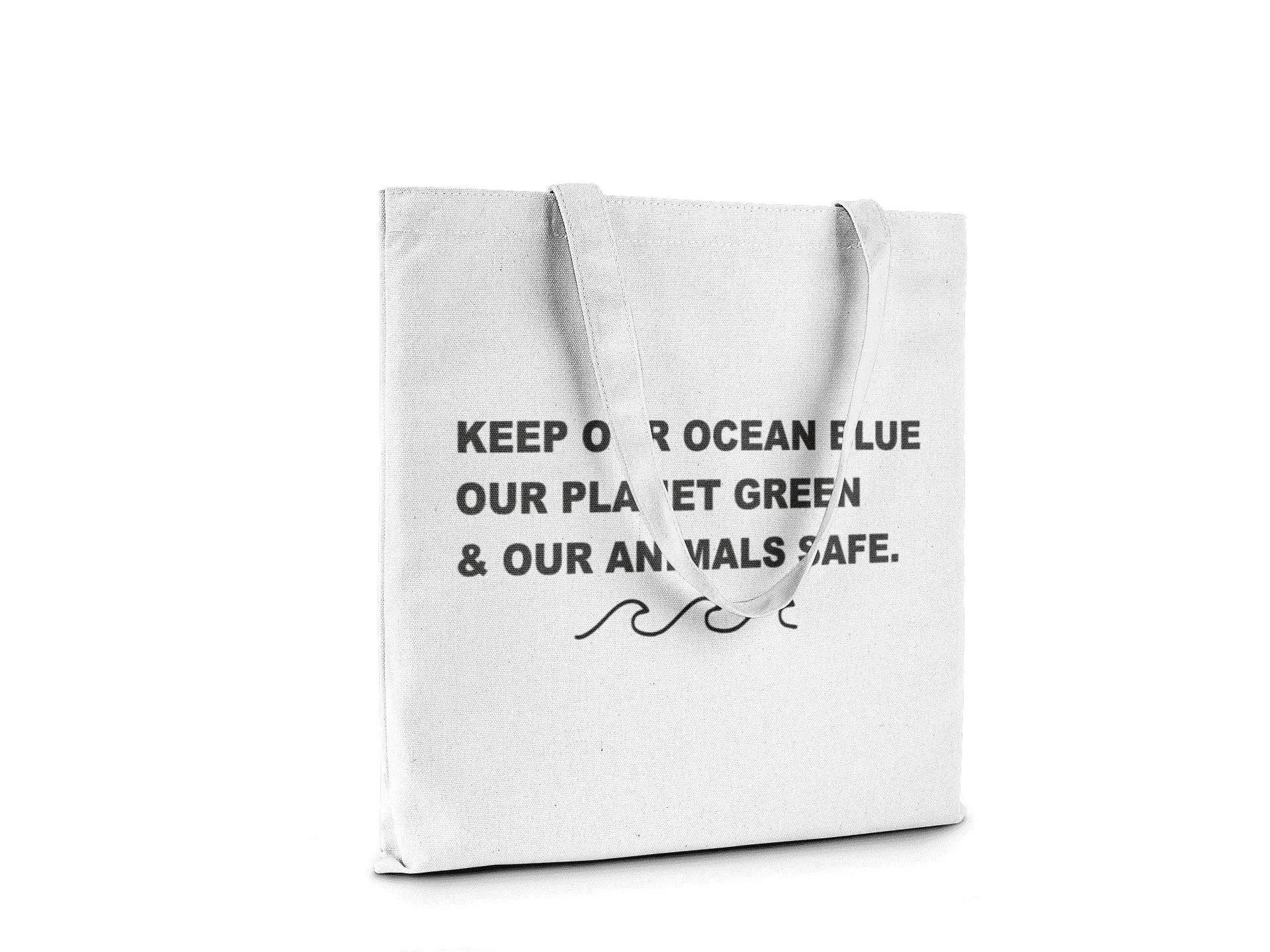 Keep Our Ocean Blue || Organic Cotton Shoulder Tote Bag