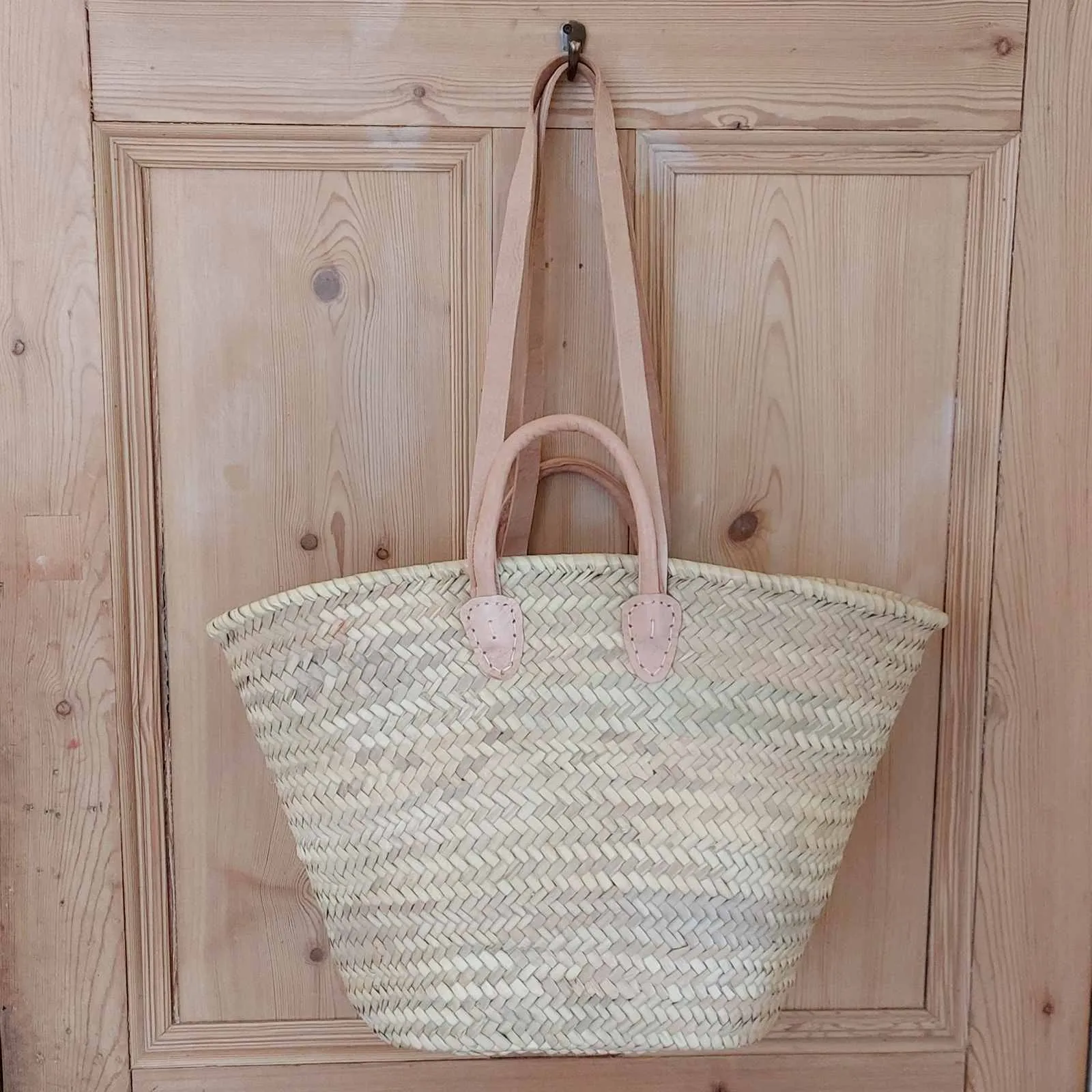 Leather Double Handle Shopping Basket