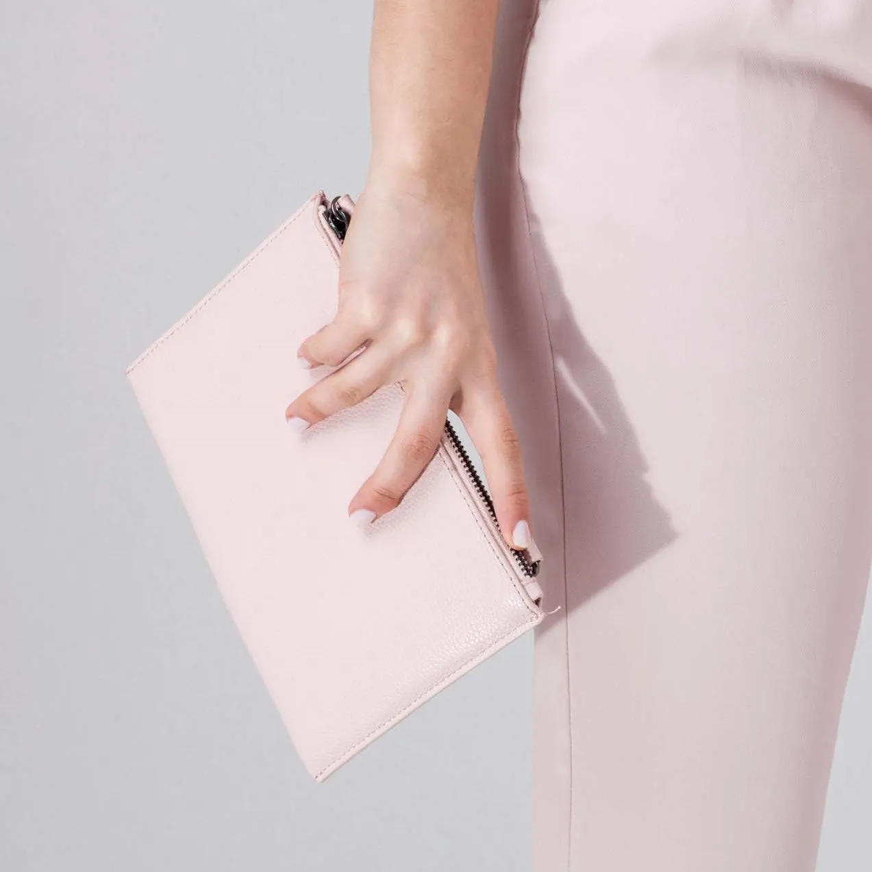 Leather Mini Clutch - Blush