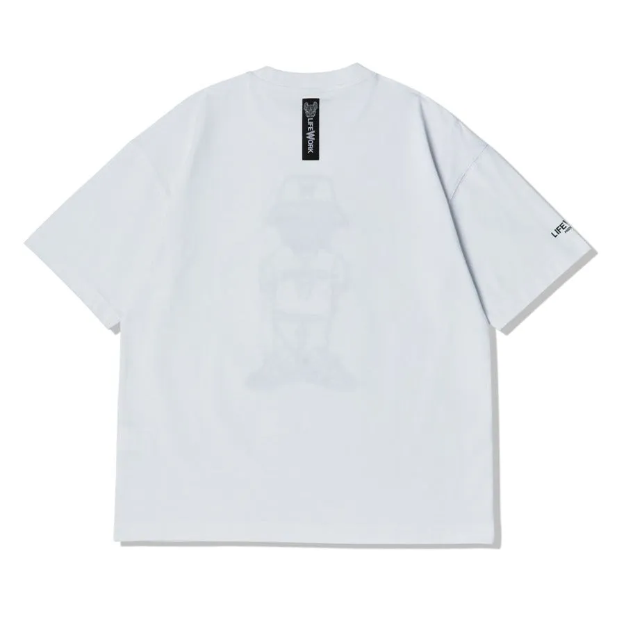 LifeWork Embroidered Hip Bulldog Tee White