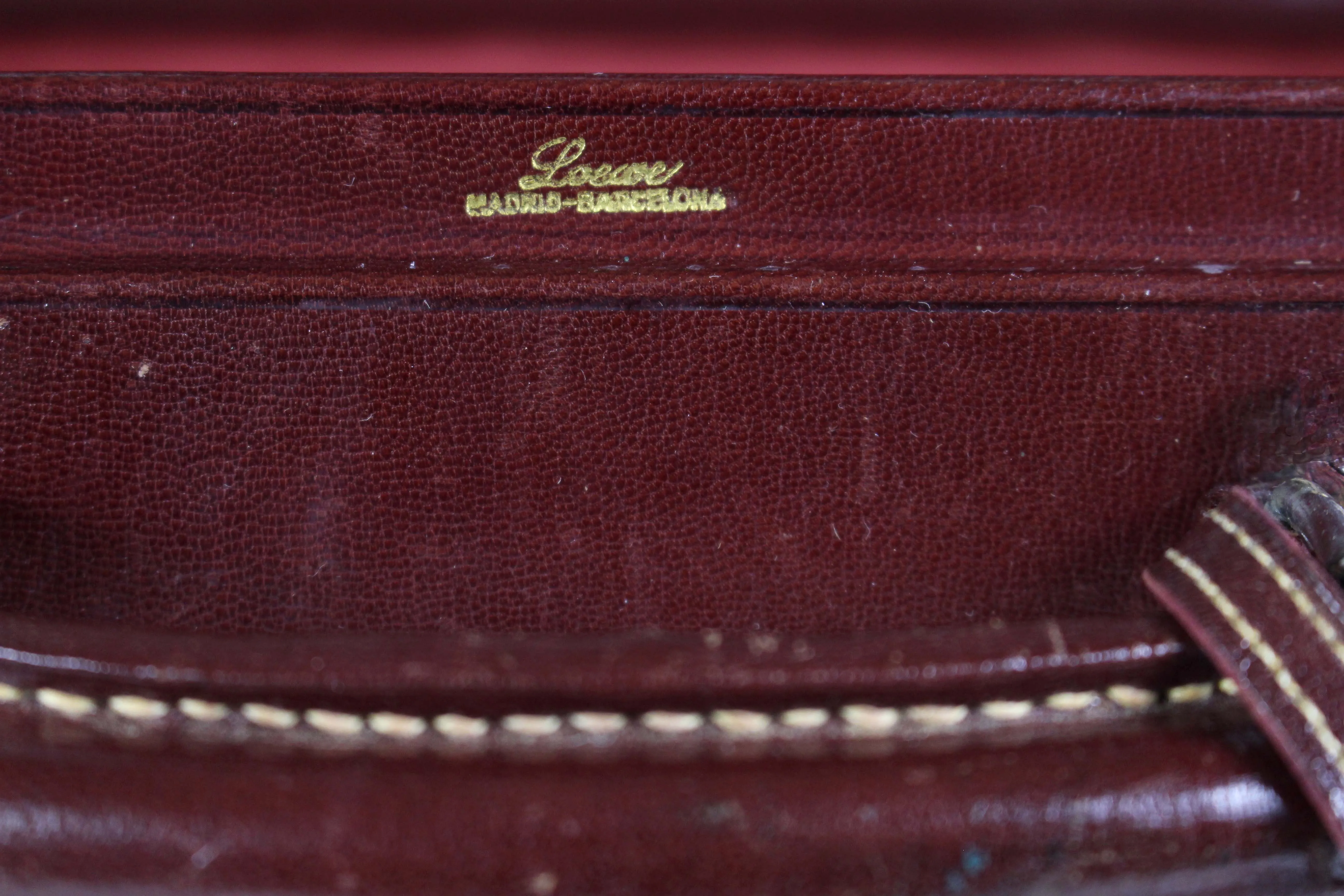 LOEWE burgundy leather travel briefcase