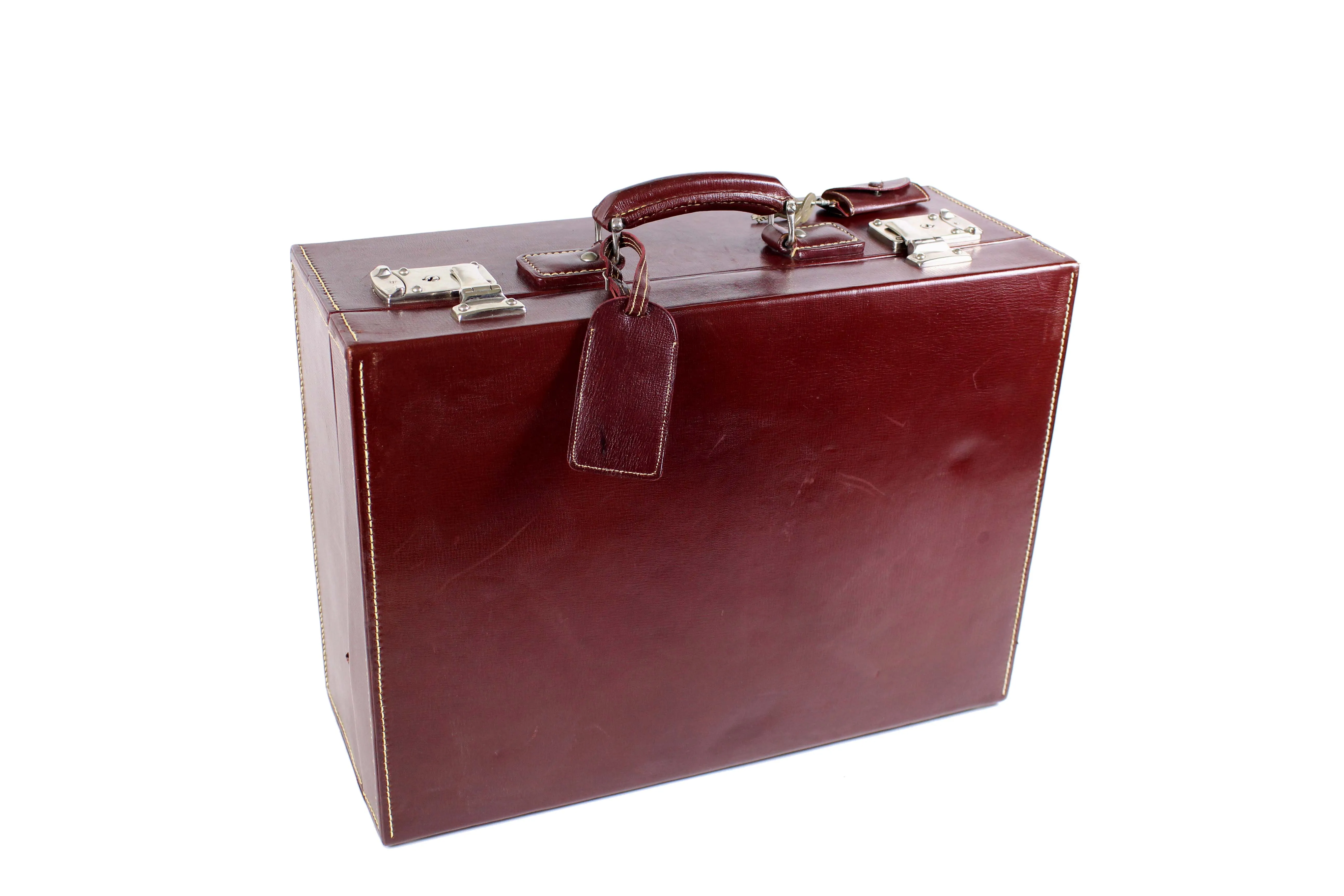 LOEWE burgundy leather travel briefcase