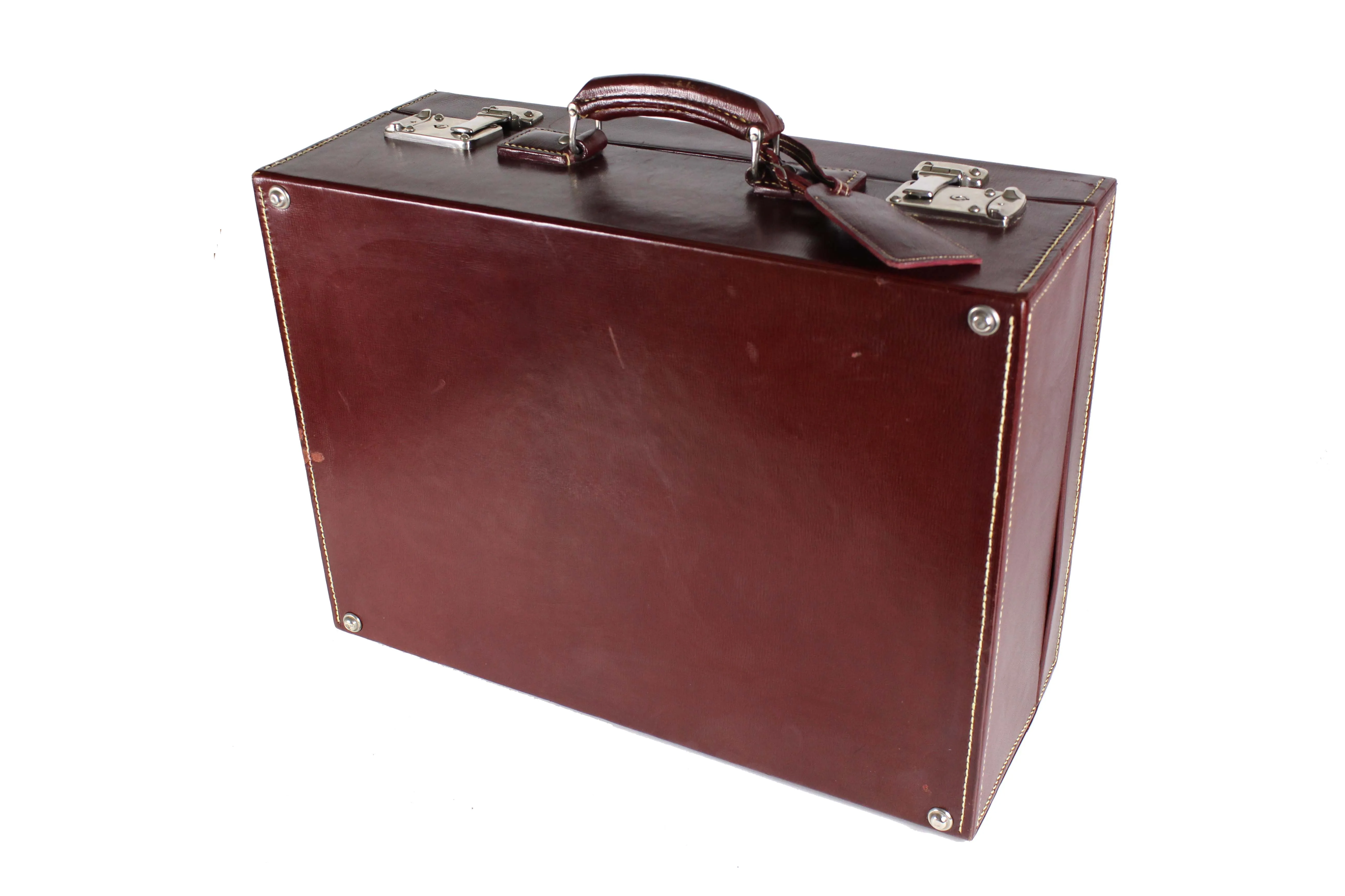 LOEWE burgundy leather travel briefcase