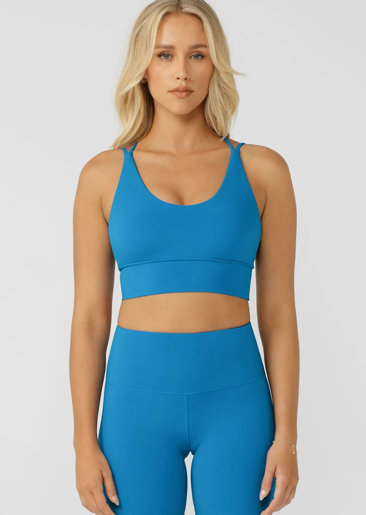 Lotus Longline Sports Bra - Cornflower