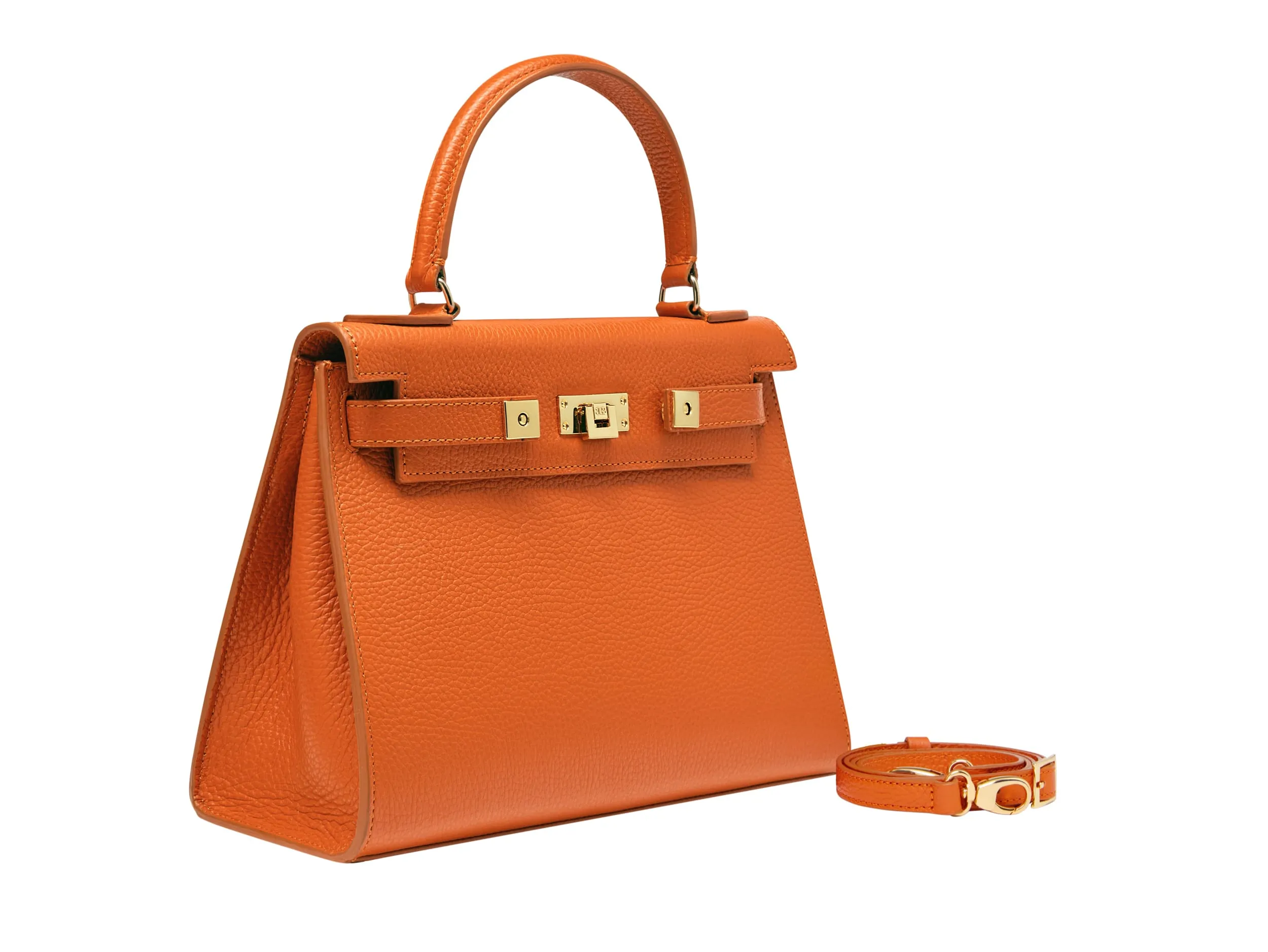 Maya Large Caribou Soft Grainy Print Calf Leather Handbag - Orange