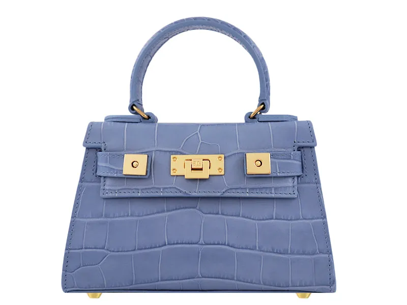 Maya Mignon Orinoco 'Croc' Print Calf Leather Handbag - Bluebell