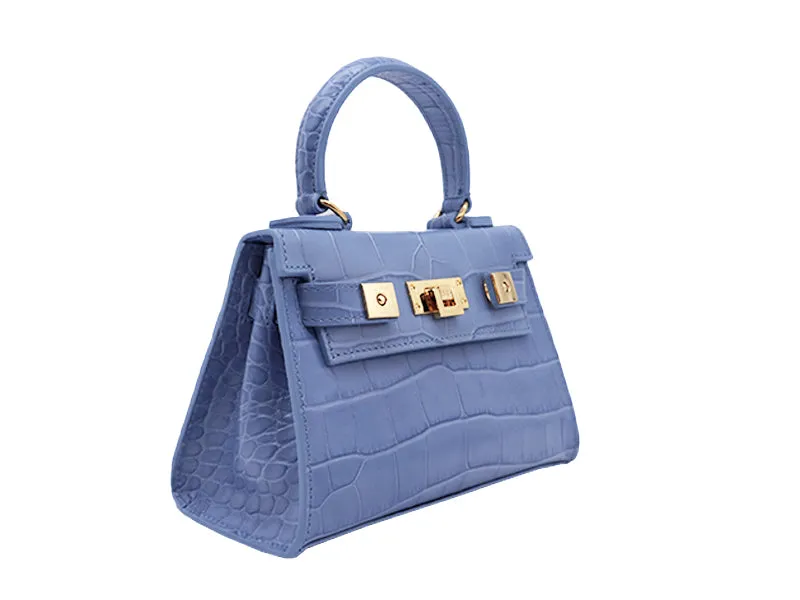 Maya Mignon Orinoco 'Croc' Print Calf Leather Handbag - Bluebell