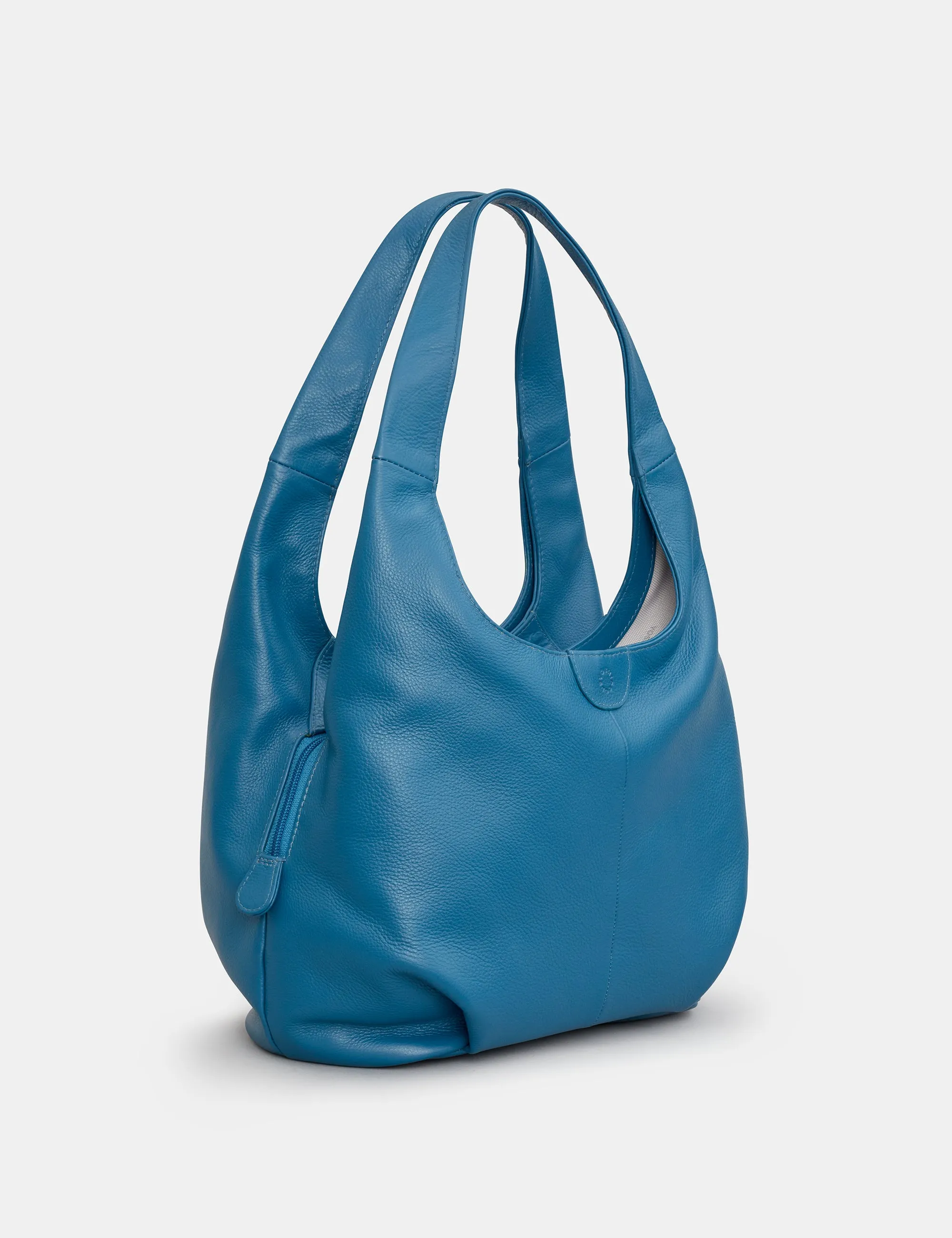 Meehan Petrol Blue Leather Slouch Shoulder Bag