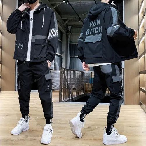 Men's Tracksuit Hip Hop Outfit - Black