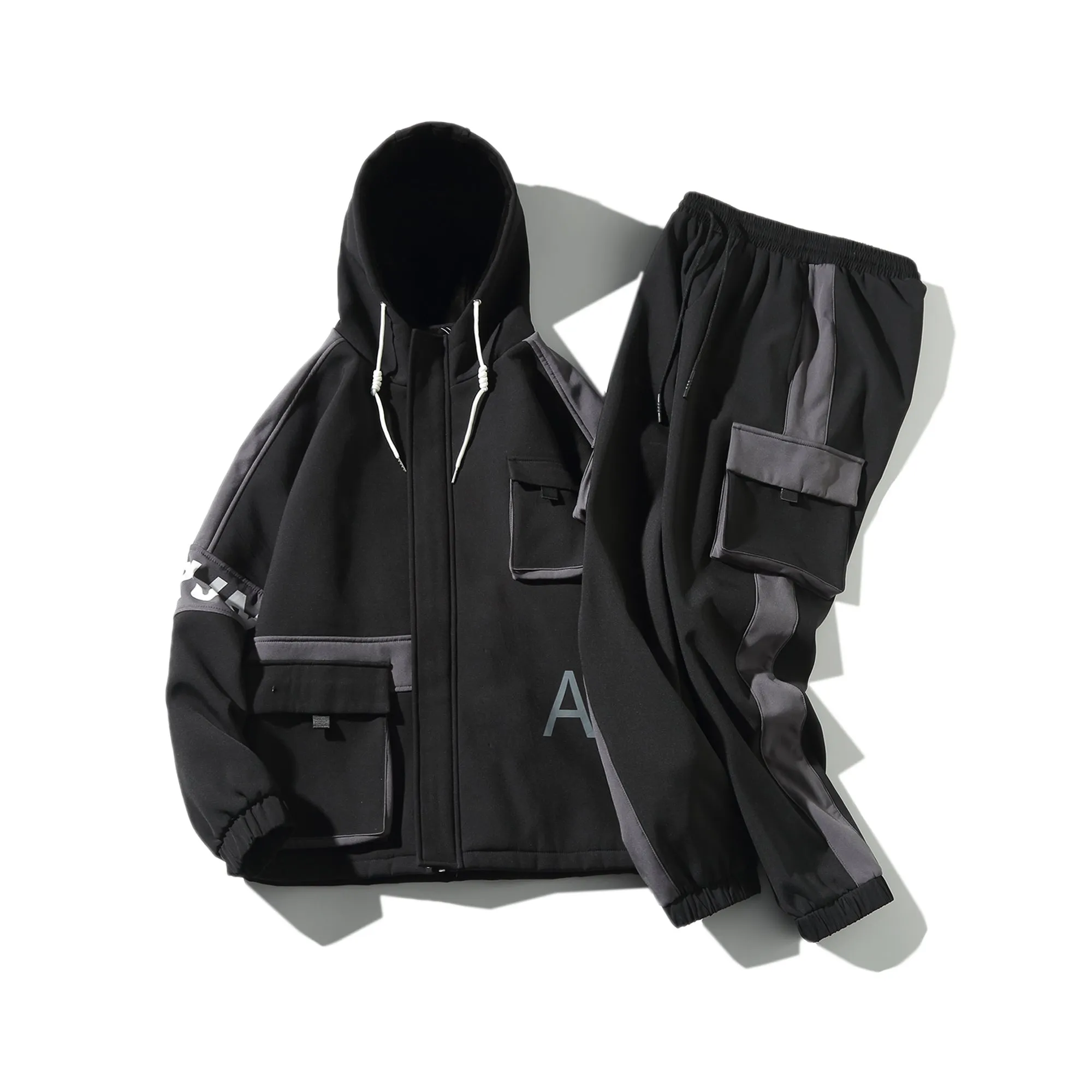 Men's Tracksuit Hip Hop Outfit - Black