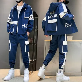 Men's Tracksuit Hip Hop Outfit - Blue