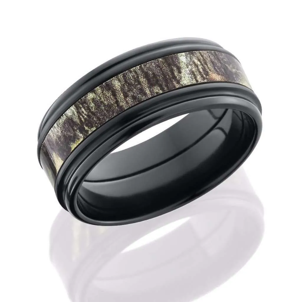 Men's Zirconium Camo Wedding Band