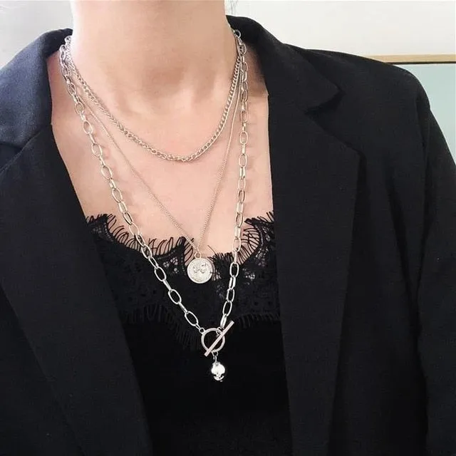 Multilayer Hip hop Long Chain Cool  Necklace