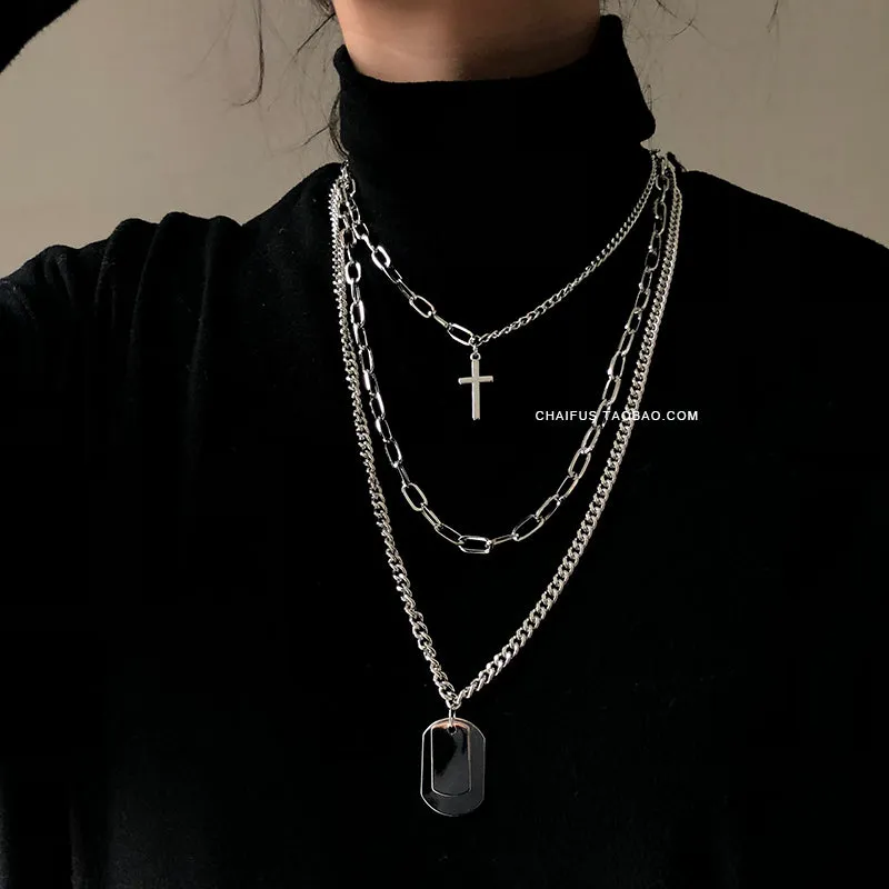 Multilayer Hip hop Long Chain Cool  Necklace