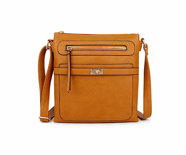 MUSTARD YELLOW MULTI COMPARTMENT CROSS BODY SHOULDER BAG