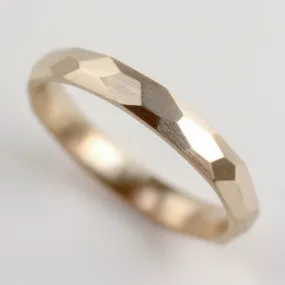 Narrow Faceted Wedding Band •