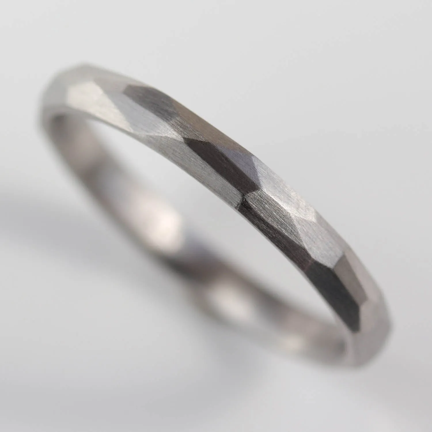 Narrow Faceted Wedding Band