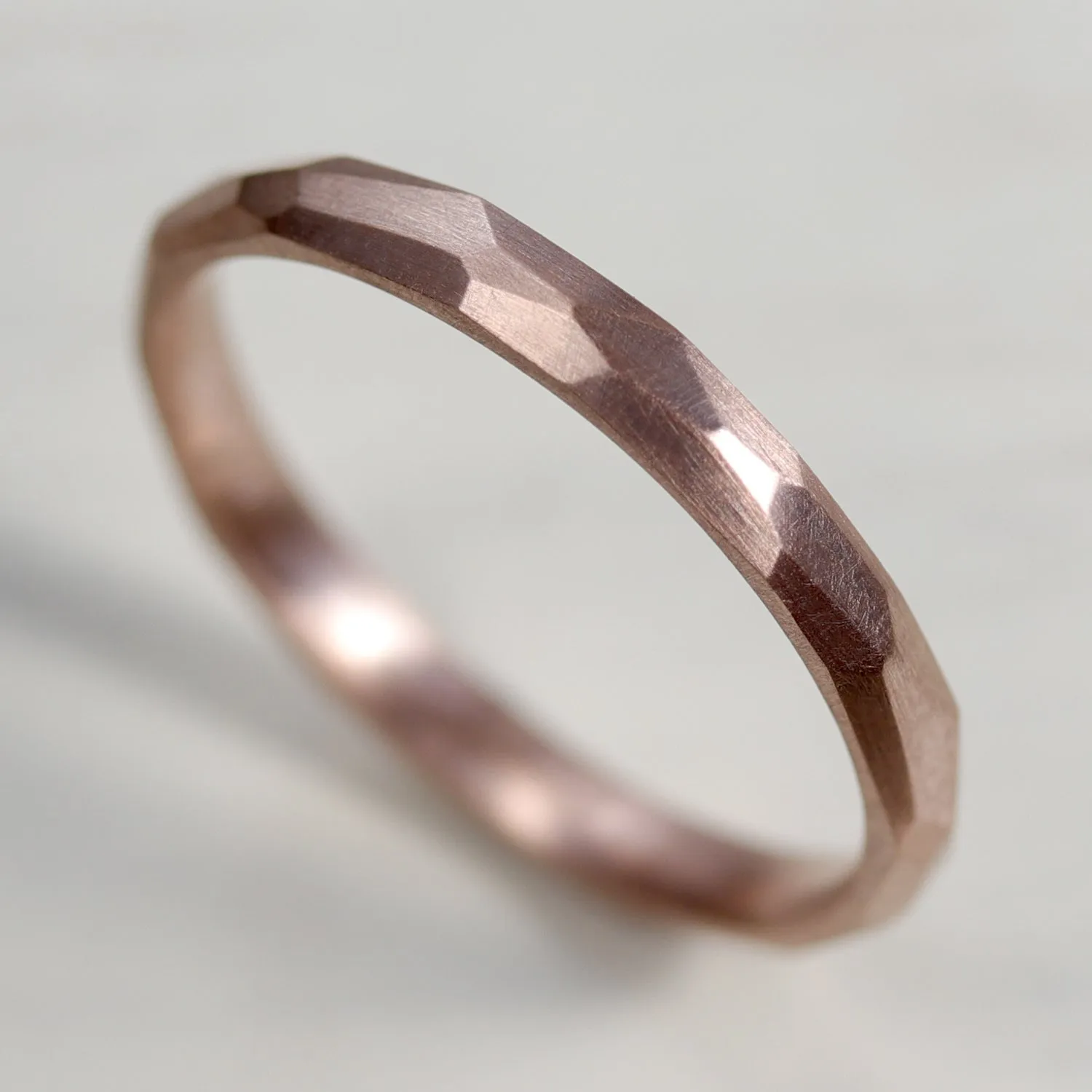 Narrow Faceted Wedding Band