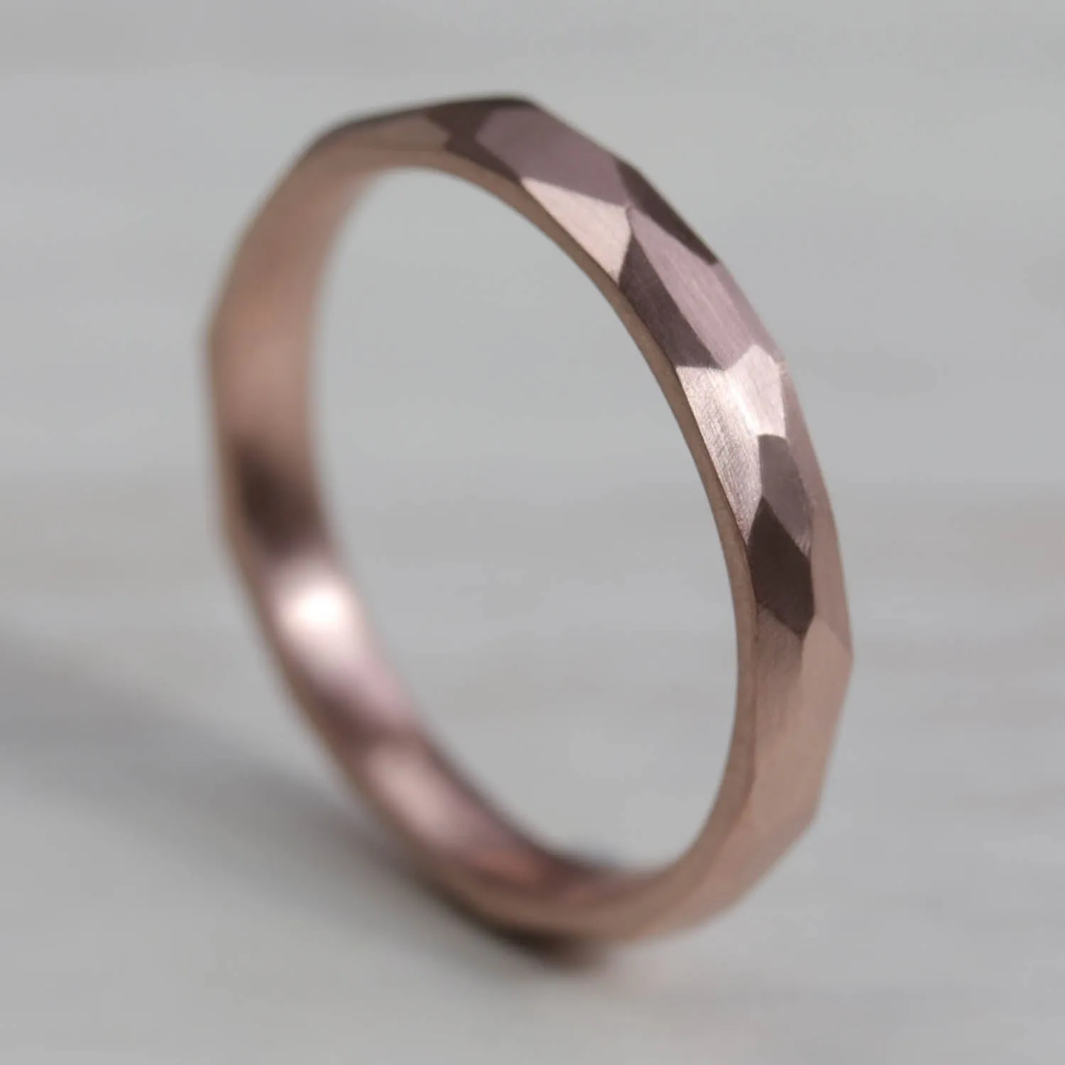 Narrow Faceted Wedding Band