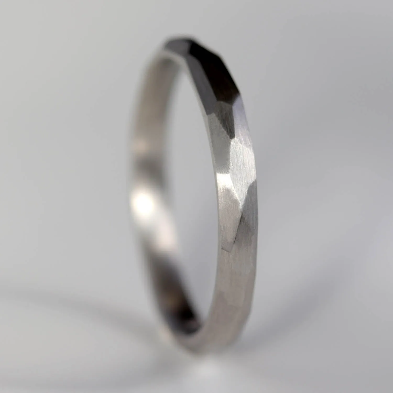 Narrow Faceted Wedding Band