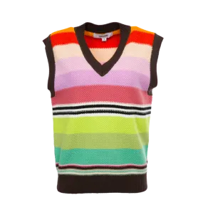 Striped Pique Stitch Vest with Enhanced Features