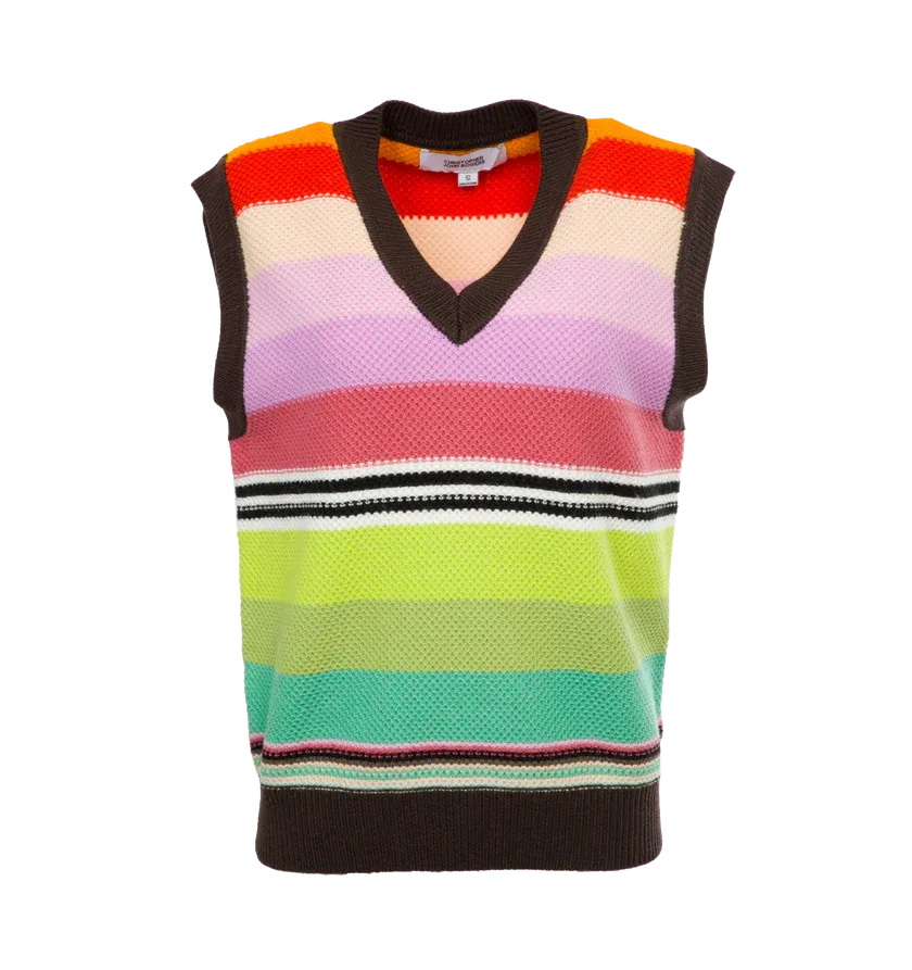 Striped Pique Stitch Vest with Enhanced Features