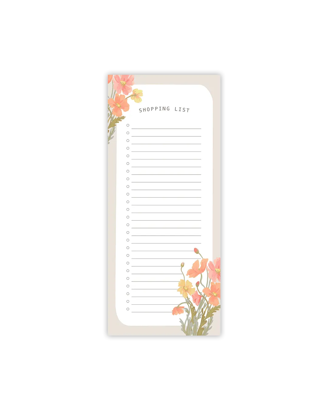 Poppies Magnetic Shopping List Notepad