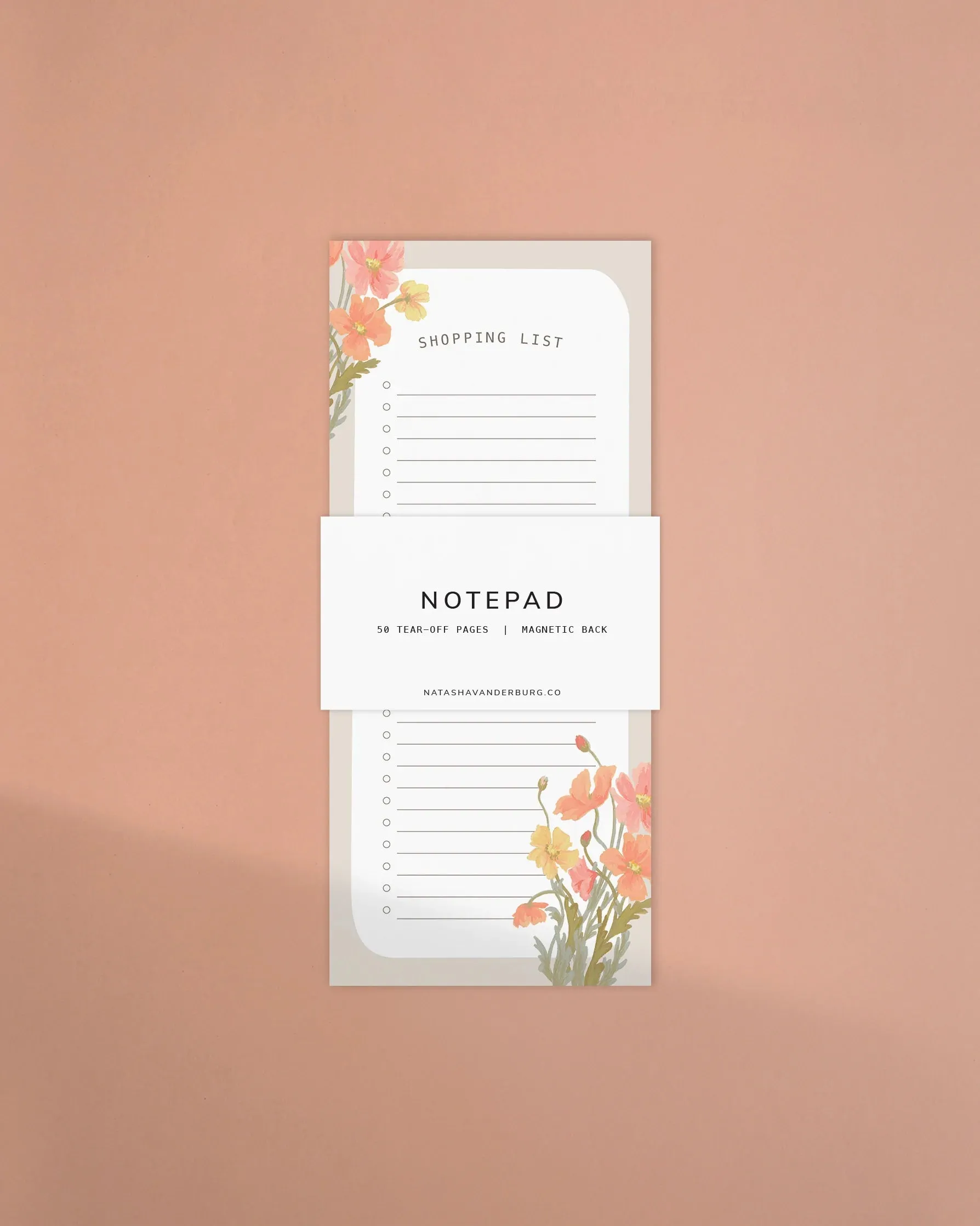 Poppies Magnetic Shopping List Notepad