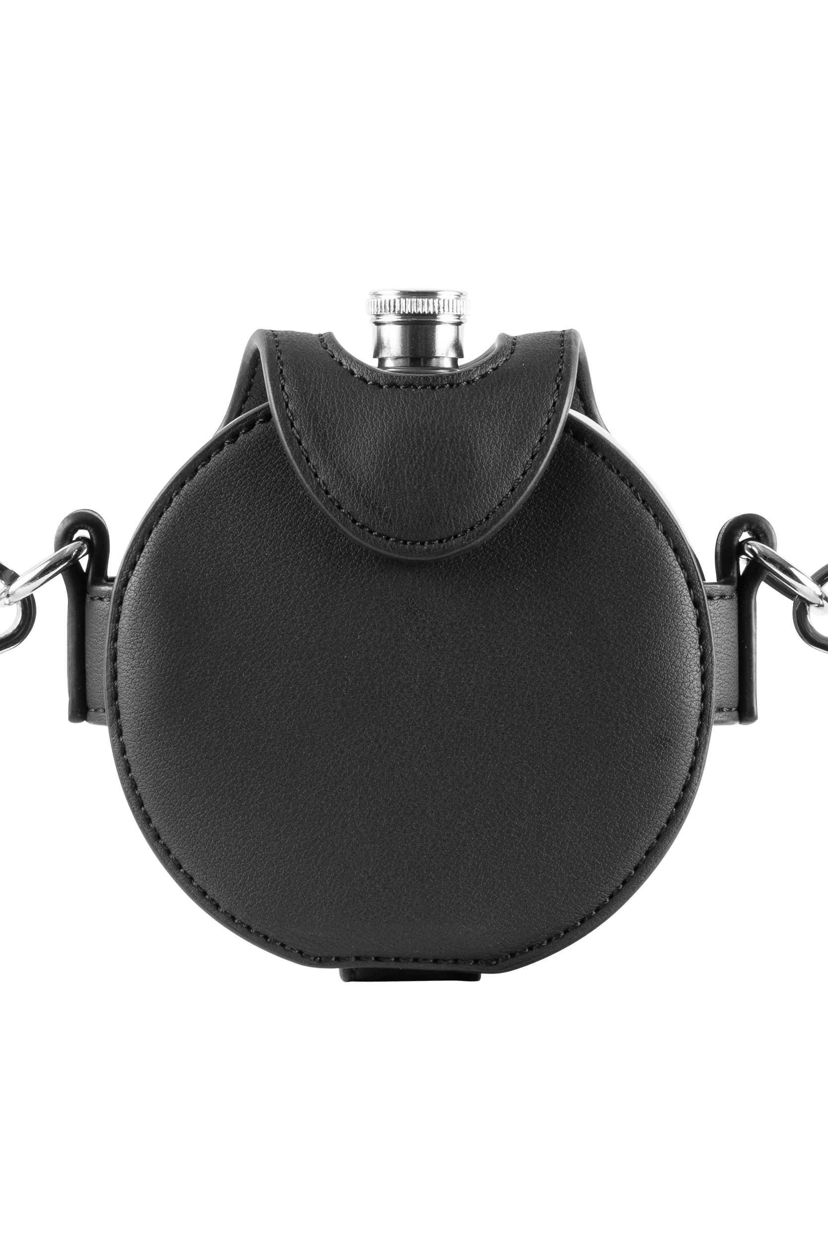 PUNCHED HEART HIP FLASK BAG BLACK