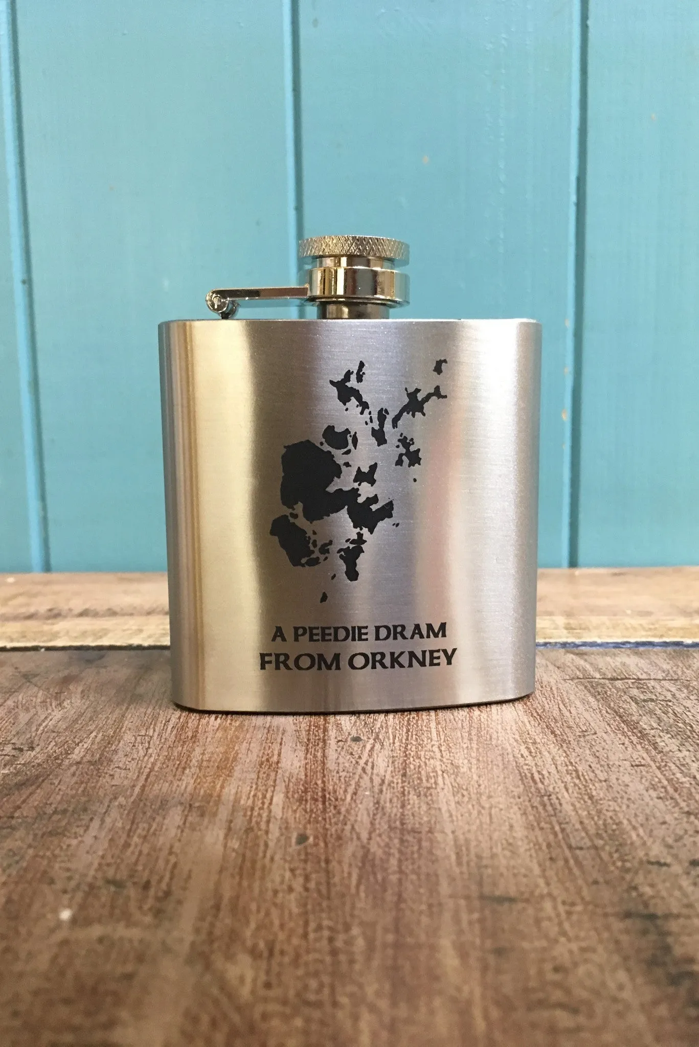 "A peedie dram from Orkney" Small Hip Flask