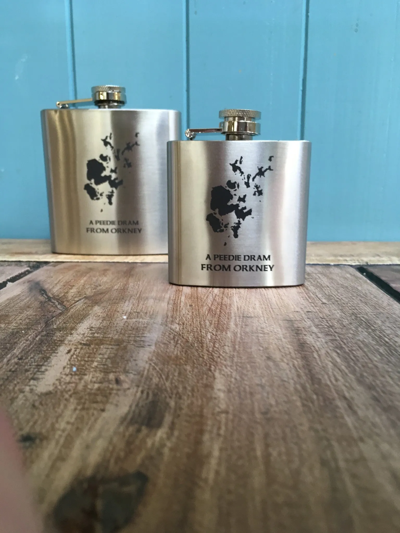 "A peedie dram from Orkney" Small Hip Flask