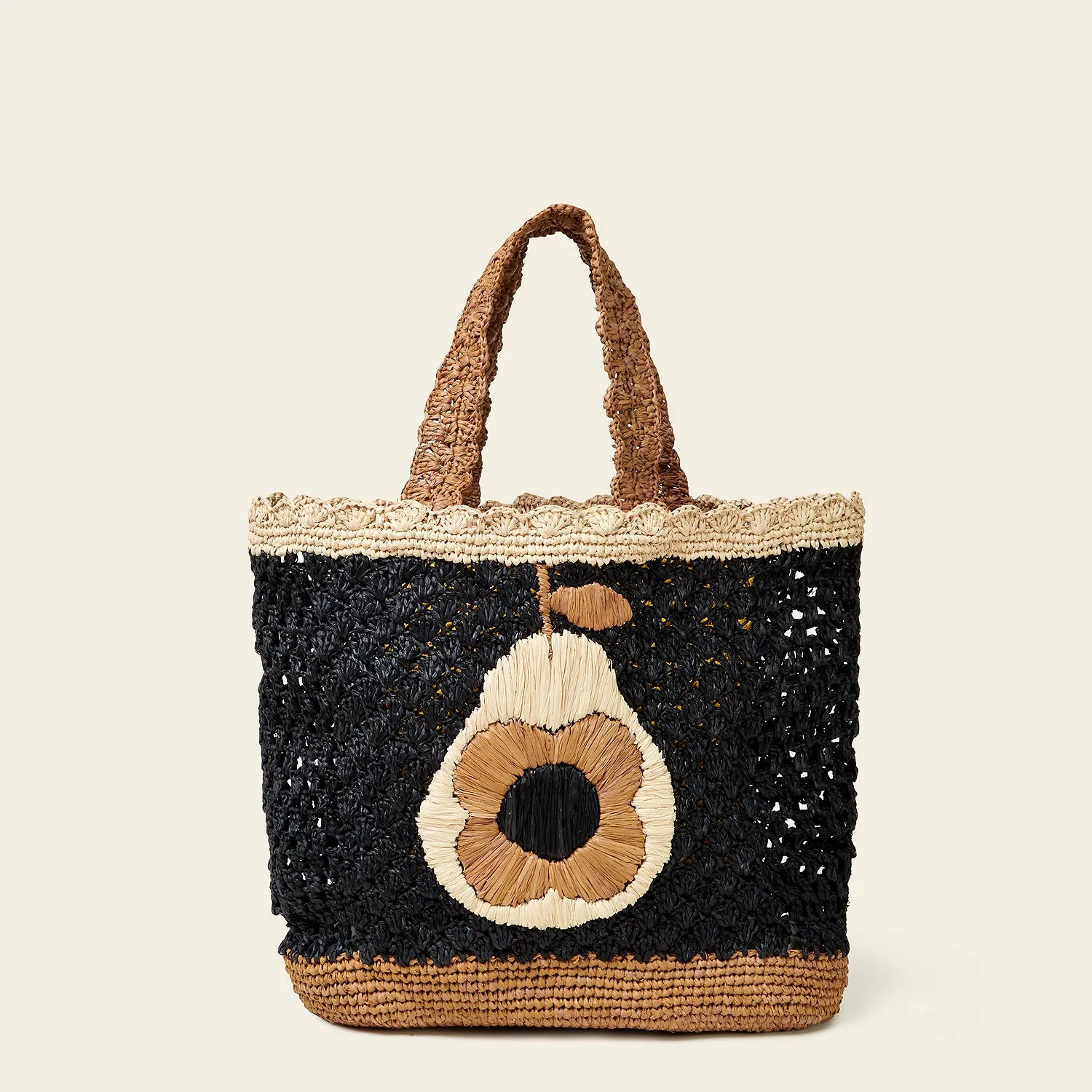 Raffia Basket Bag - Pear