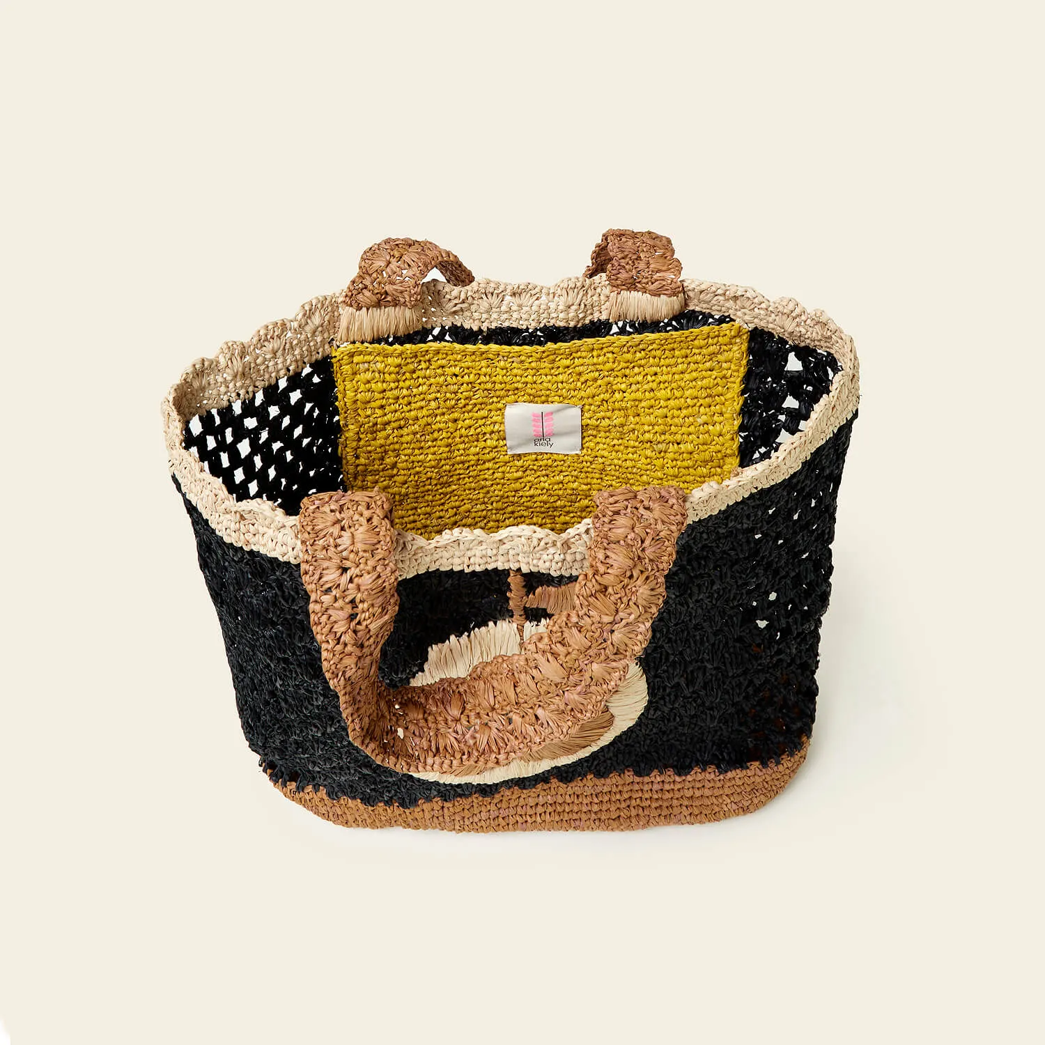 Raffia Basket Bag - Pear