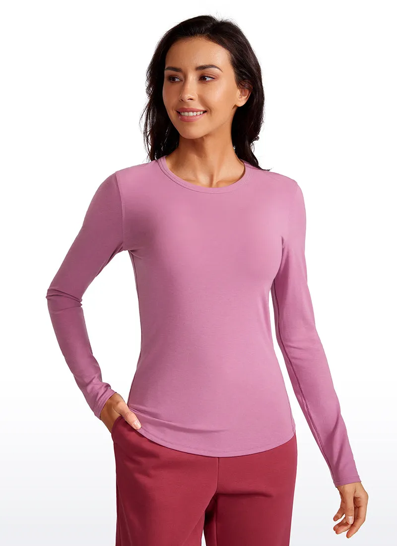 Ribbed Crewneck Hip Length Long Sleeves