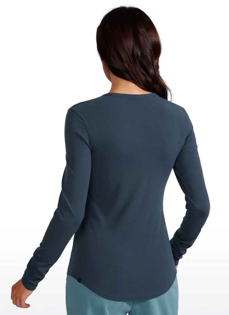 Ribbed Crewneck Hip Length Long Sleeves