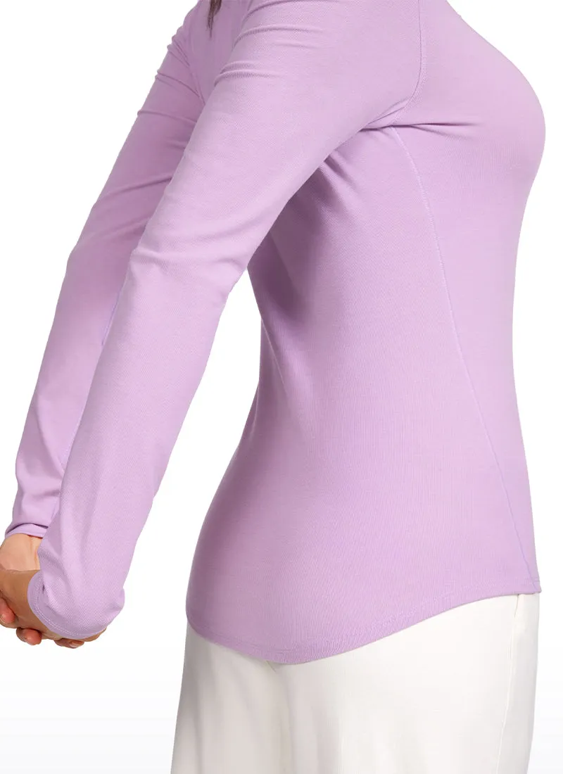 Ribbed Crewneck Hip Length Long Sleeves