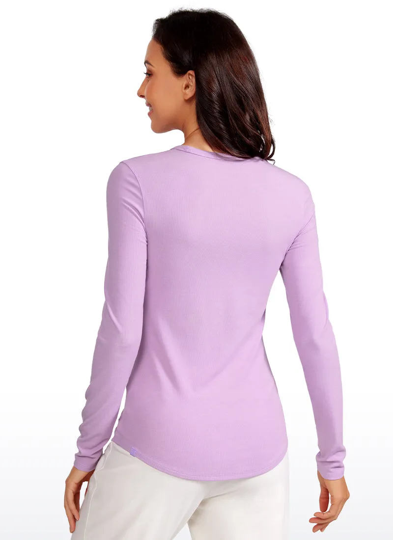 Ribbed Crewneck Hip Length Long Sleeves