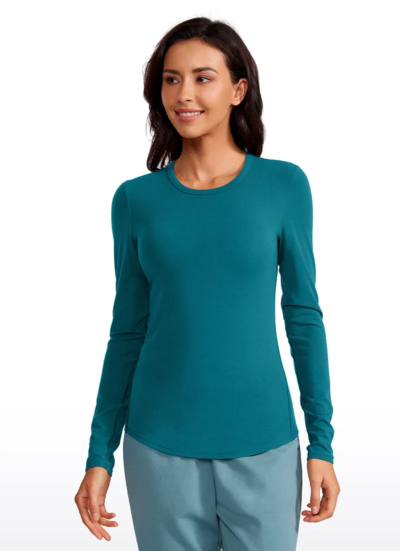 Ribbed Crewneck Hip Length Long Sleeves