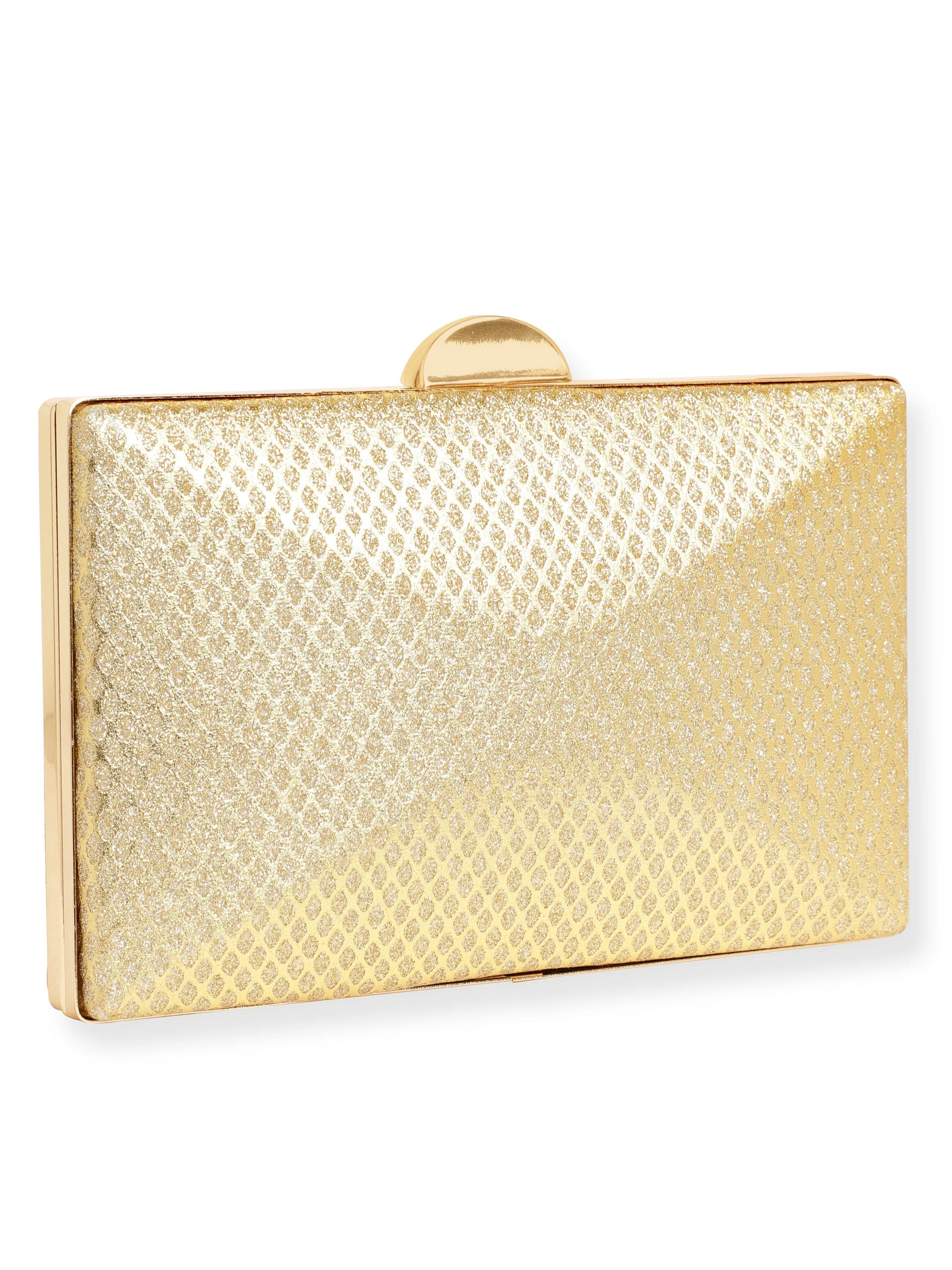 Rubans Artisan Elegance Handcrafted Gold Shimmery Clutch Bag