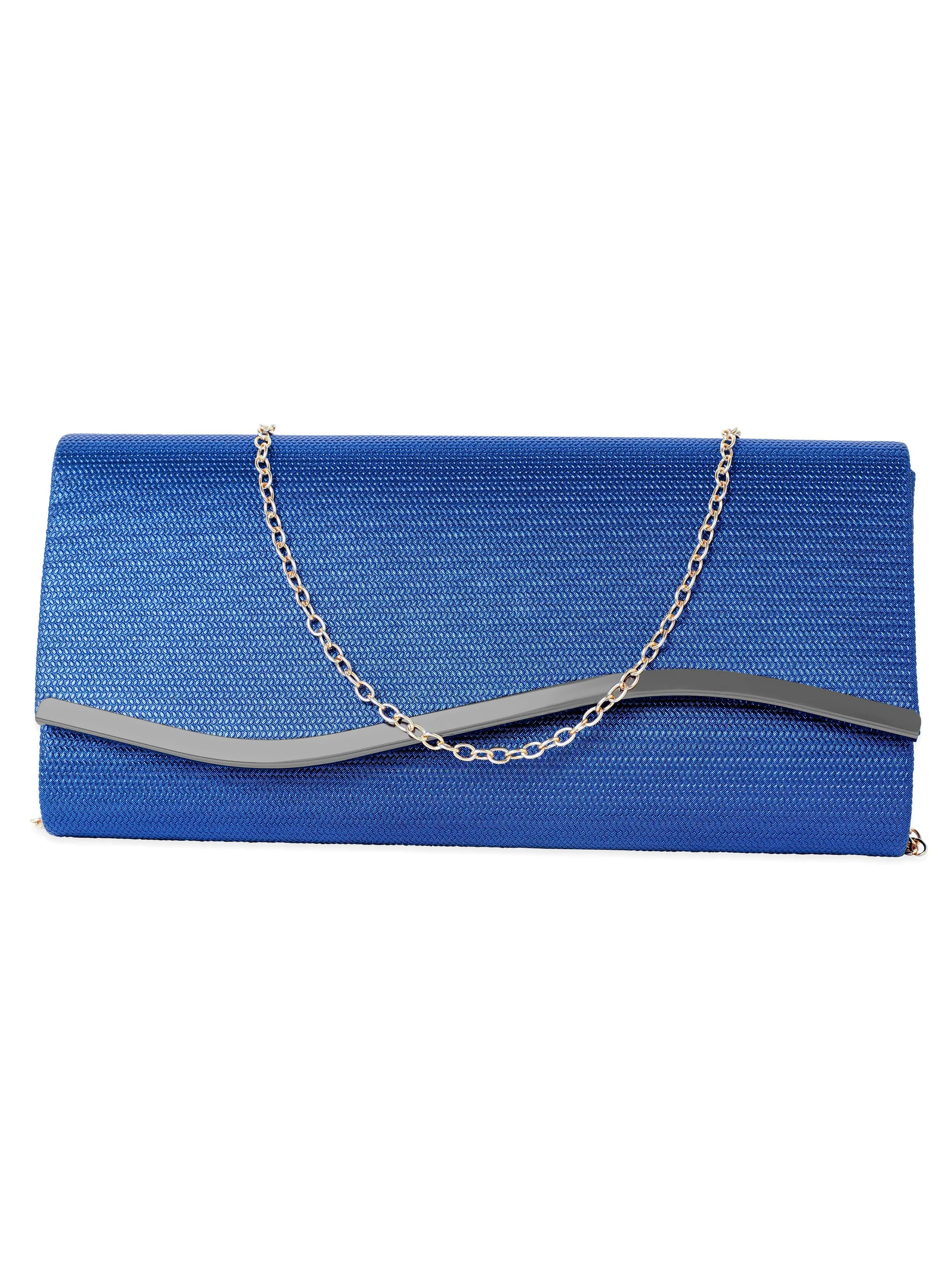 Rubans Artisanal Charm Handcrafted Blue Clutch Bag