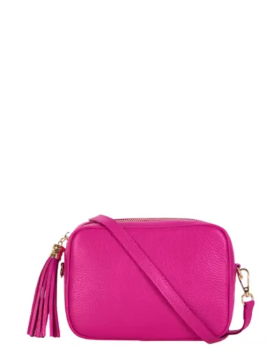 SANO SOHO Style Soft Italian Leather Compact Shoulder Bag, Fuchsia