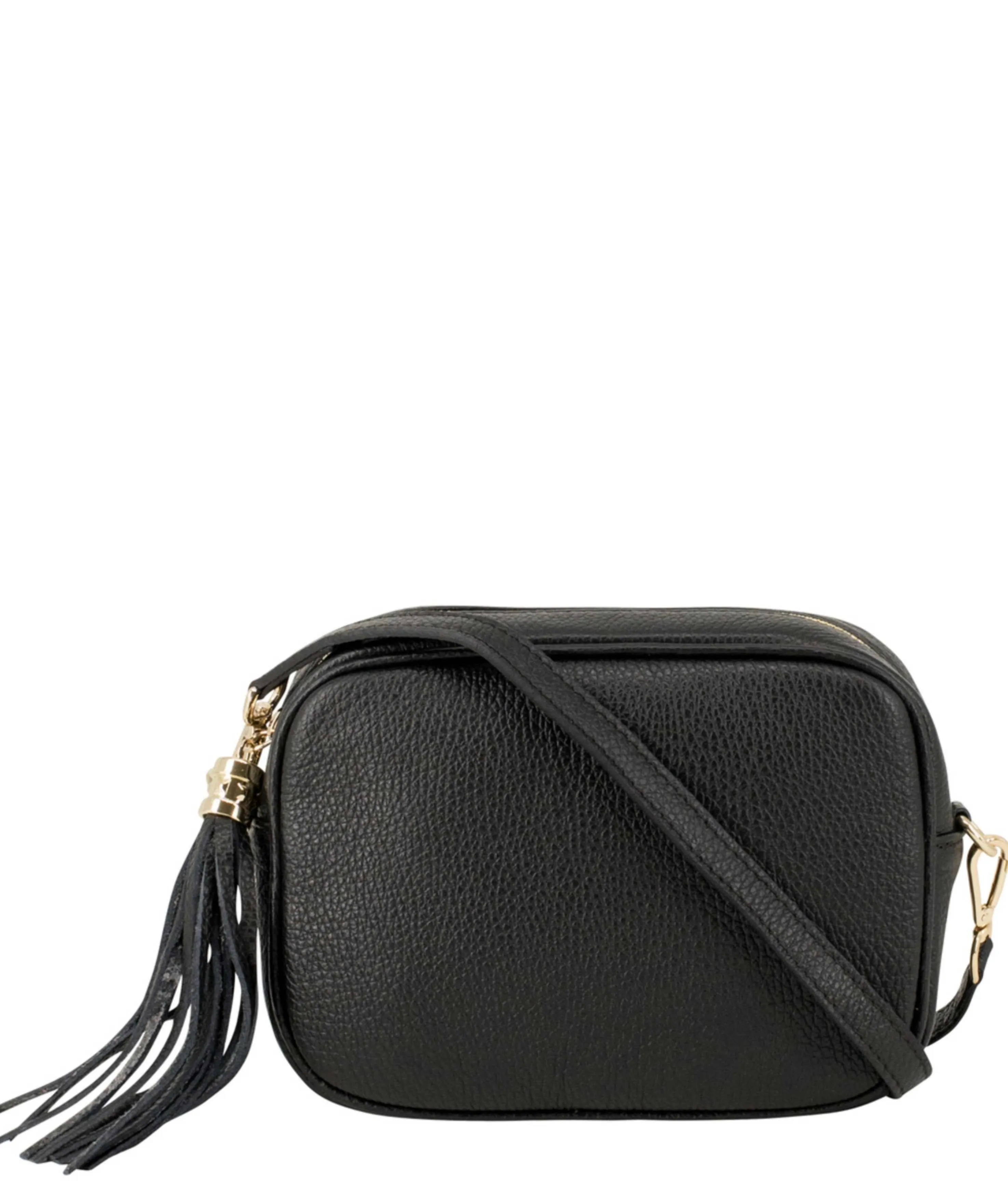 SANO Soho Style Soft Italian Leather Compact Shoulder / CrossBody Bag, Black