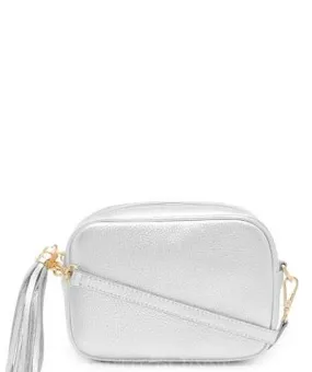 SANO SOHO Style Soft Italian Leather Compact Shoulder / CrossBody Bag, Metallic Silver