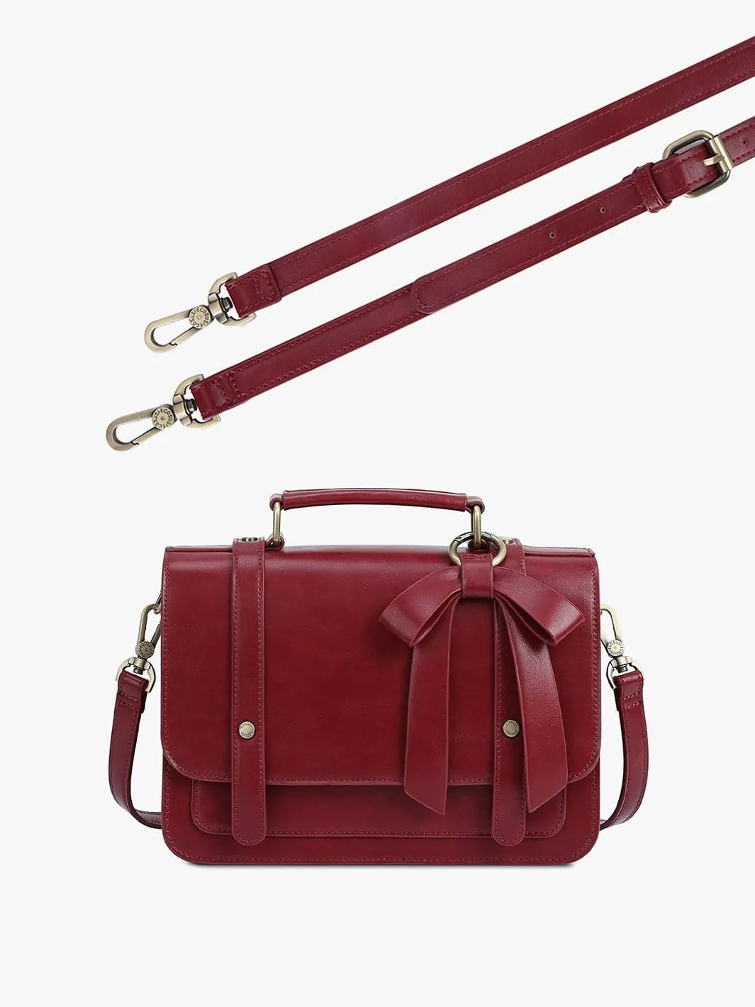 Shoulder Strap of Women's Vintage Bow Small Briefcase