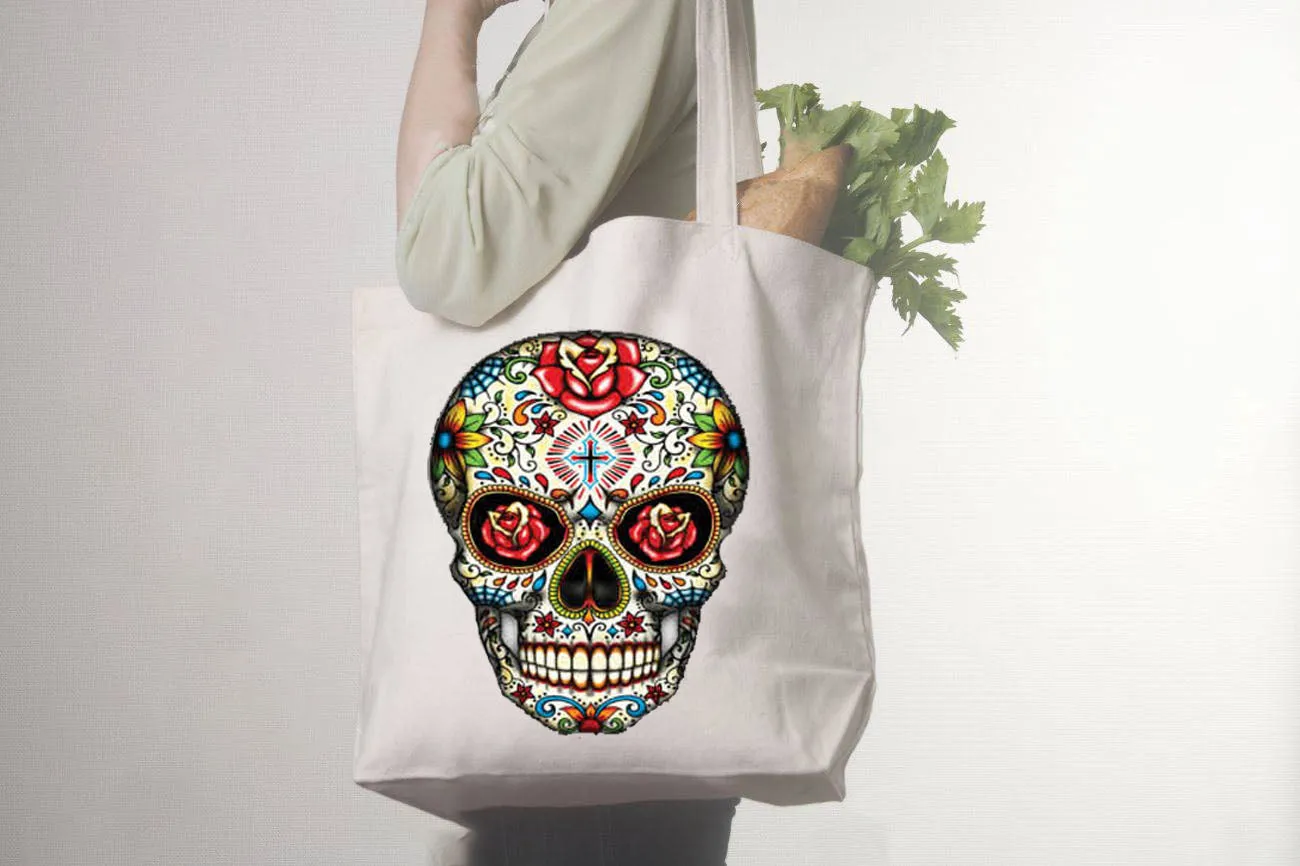 Skull Print - Light-weighted Bag is Ideal for Shopping, Yoga Class, and the Beach