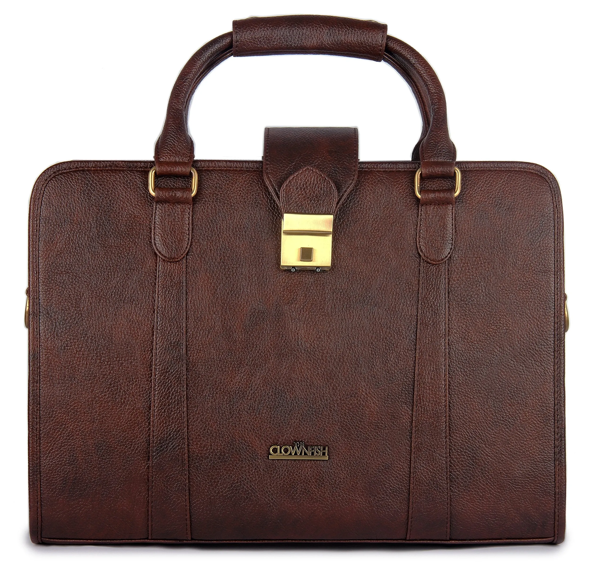 THE CLOWNFISH 15.6 Inch Faux Leather Chocolate Laptop Briefcase