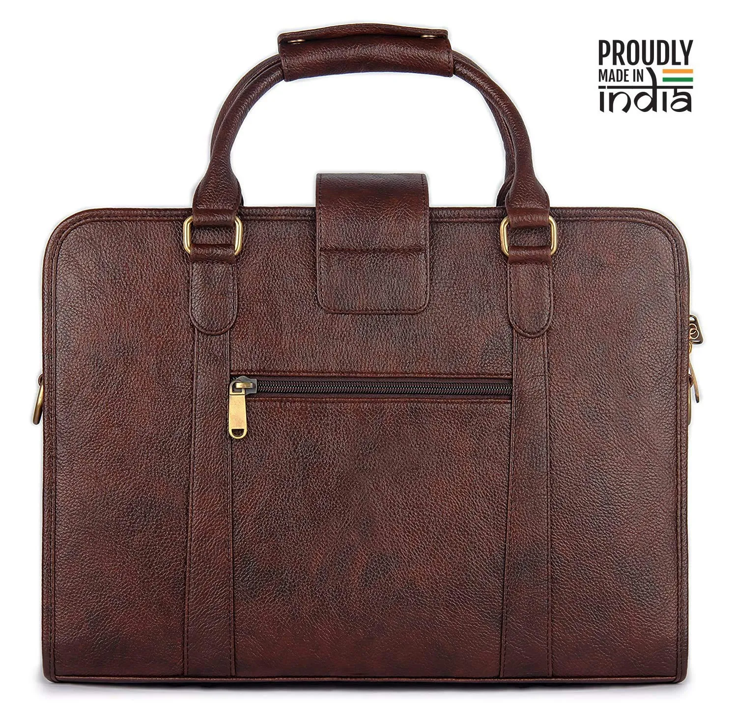 THE CLOWNFISH 15.6 Inch Faux Leather Chocolate Laptop Briefcase