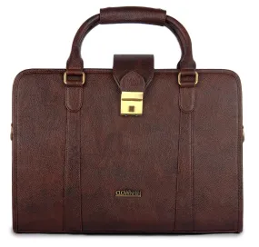 THE CLOWNFISH 15.6 Inch Faux Leather Chocolate Laptop Briefcase